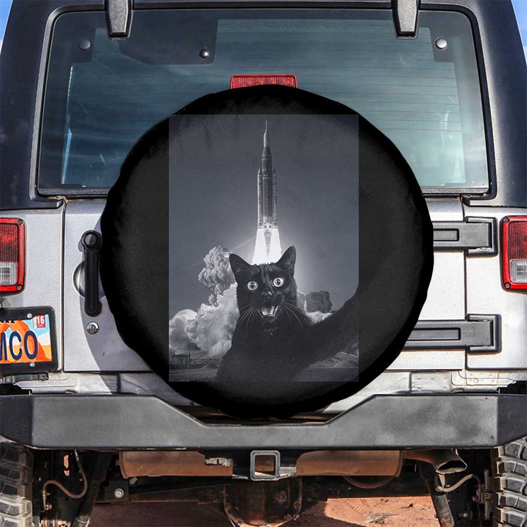 Funny Black Cat Selfie Spare Tire Cover Back To The Moon Mission 2026