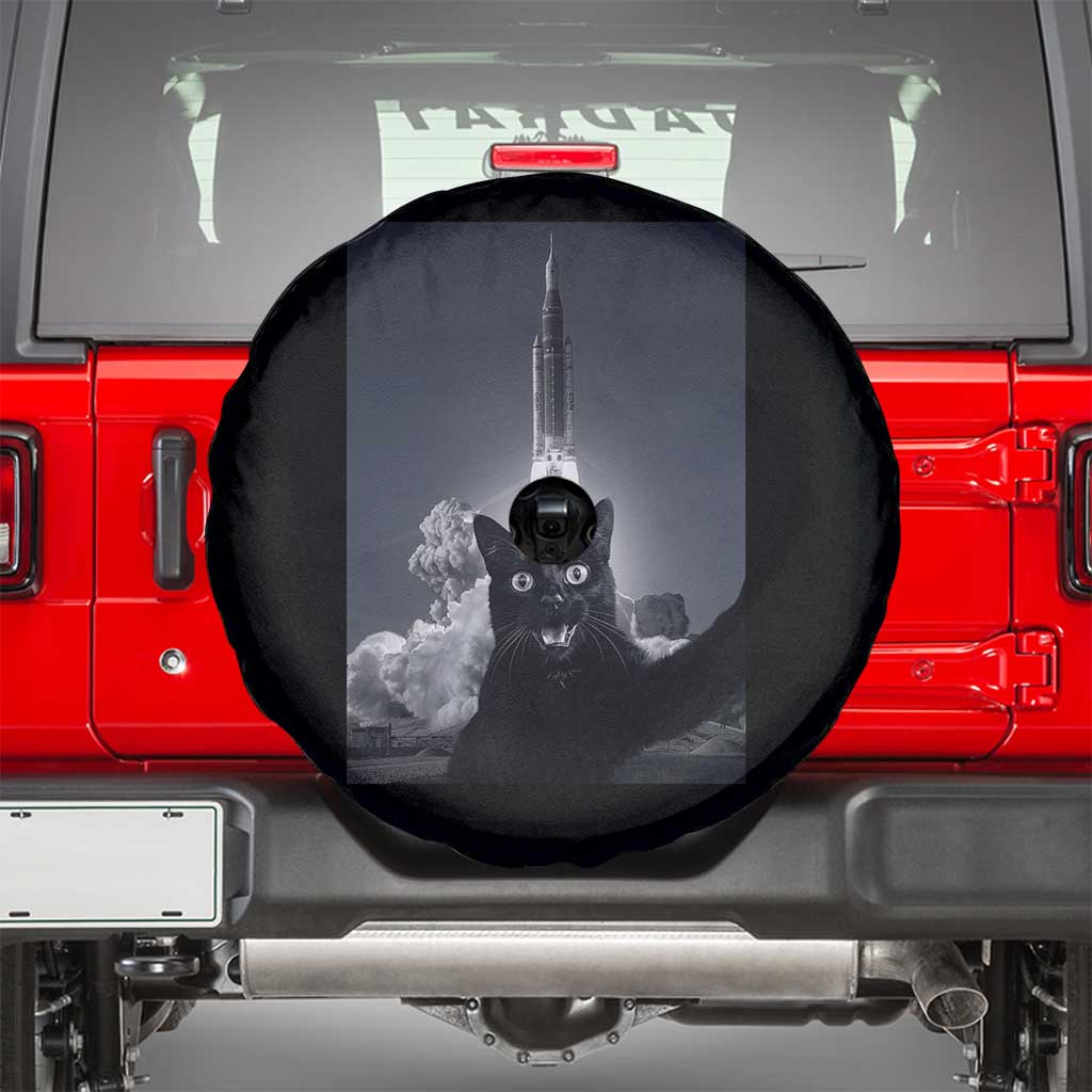 Funny Black Cat Selfie Spare Tire Cover Back To The Moon Mission 2026