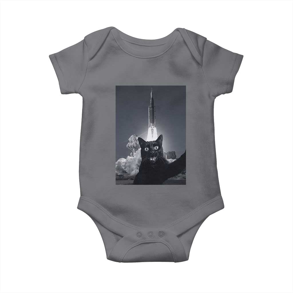 Funny Black Cat Selfie Baby Onesie Back To The Moon Mission 2026