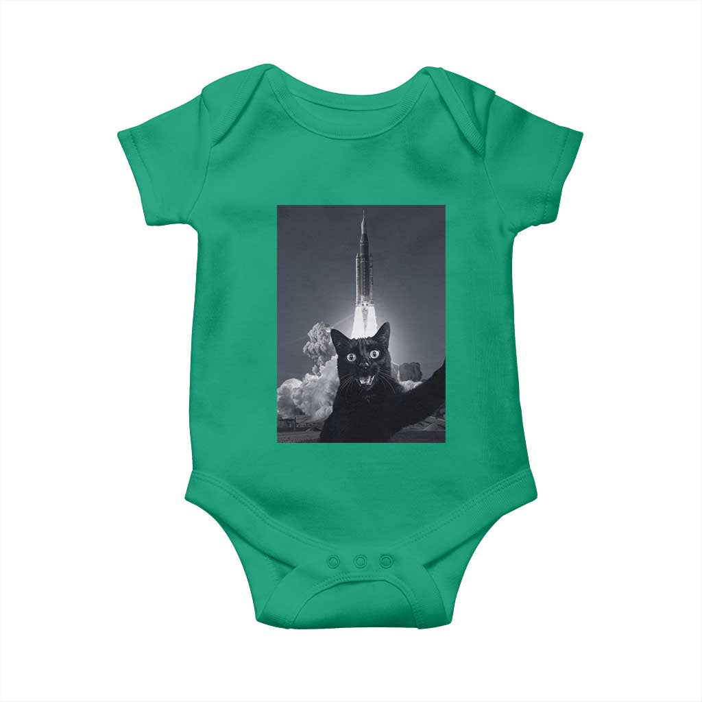 Funny Black Cat Selfie Baby Onesie Back To The Moon Mission 2026
