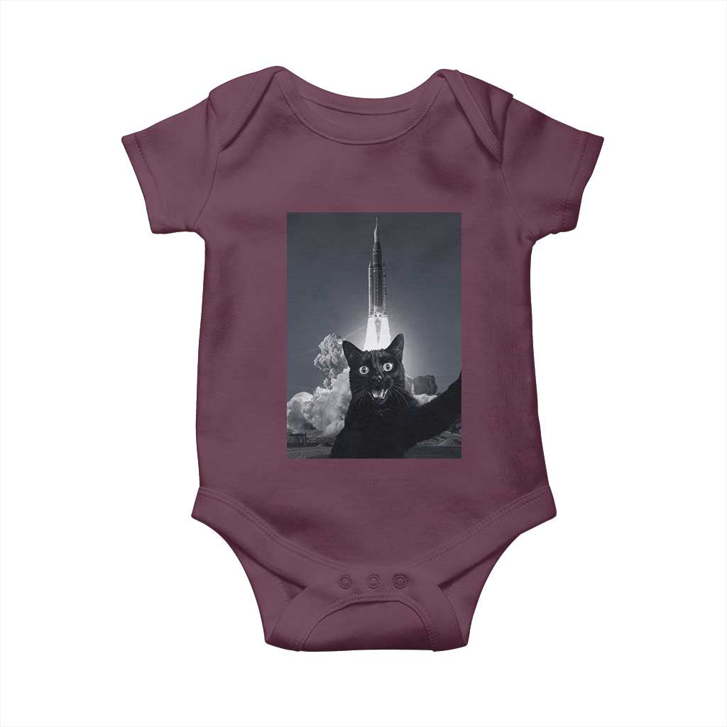 Funny Black Cat Selfie Baby Onesie Back To The Moon Mission 2026