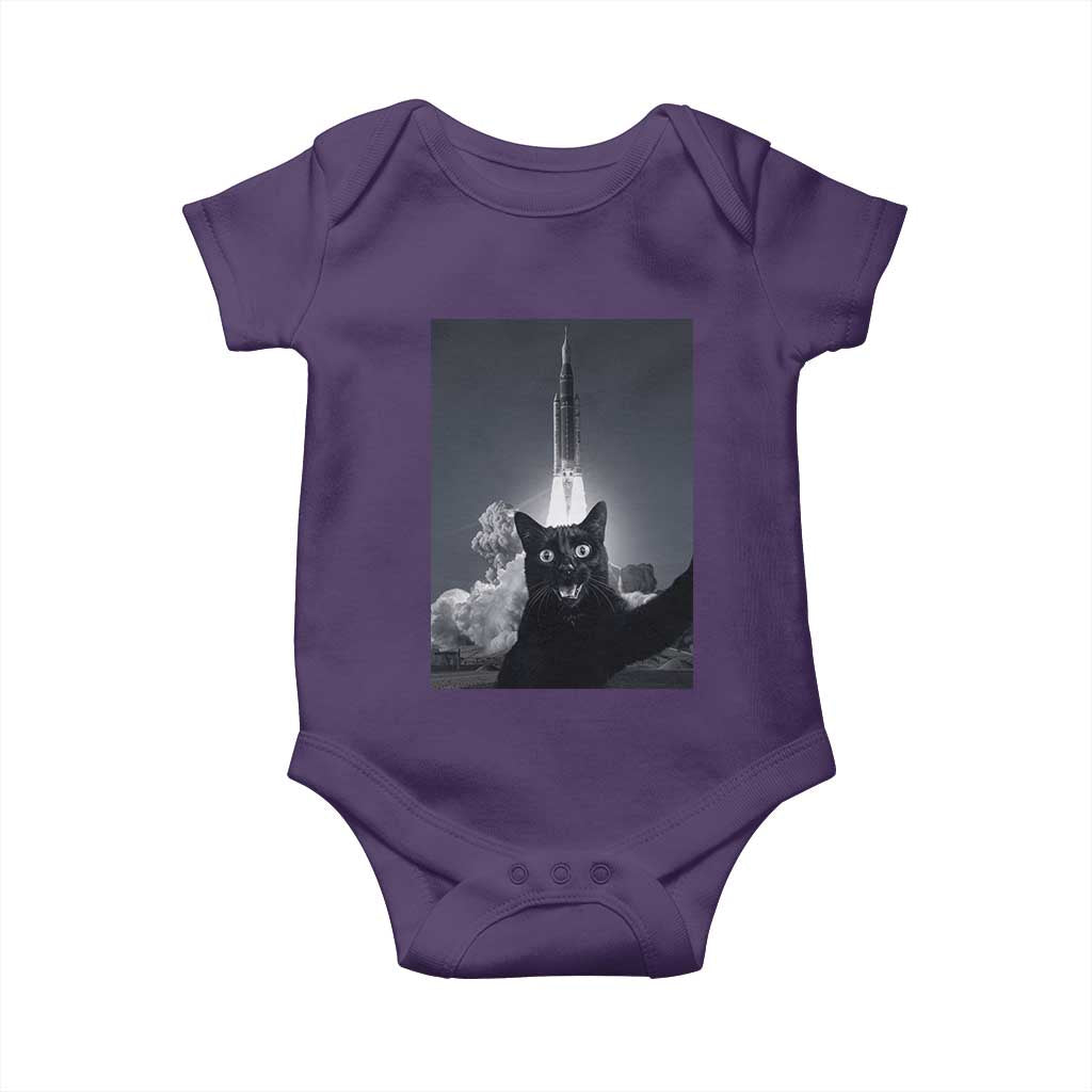 Funny Black Cat Selfie Baby Onesie Back To The Moon Mission 2026