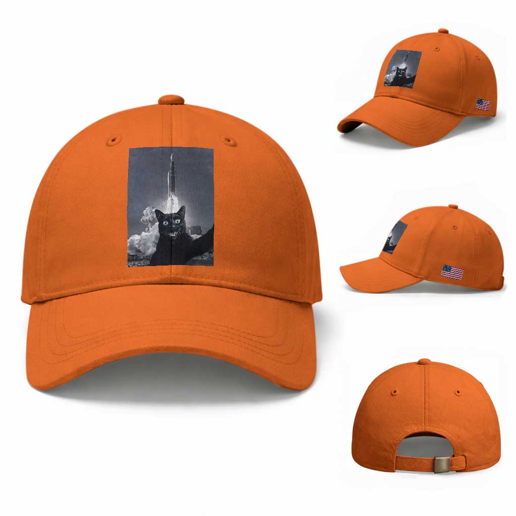Funny Black Cat Selfie Baseball Cap Back To The Moon Mission 2026
