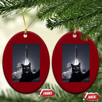 Funny Black Cat Selfie Ceramic Ornament Back To The Moon Mission 2026