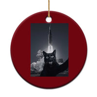 Funny Black Cat Selfie Ceramic Ornament Back To The Moon Mission 2026