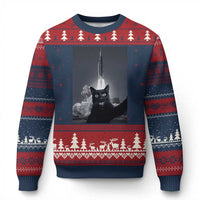 Funny Black Cat Selfie Ugly Christmas Sweater Back To The Moon Mission 2026