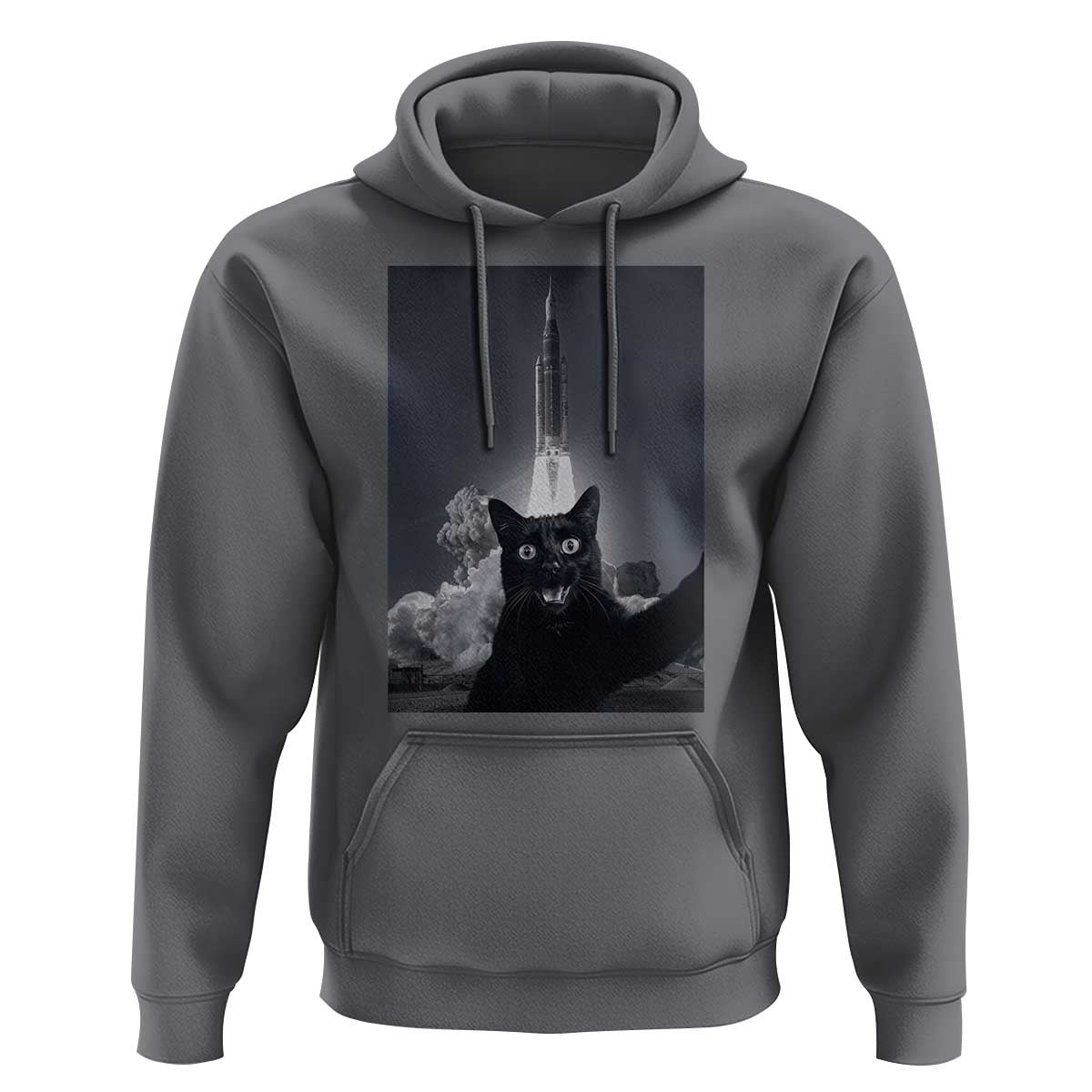 Funny Black Cat Selfie Hoodie Back To The Moon Mission 2026