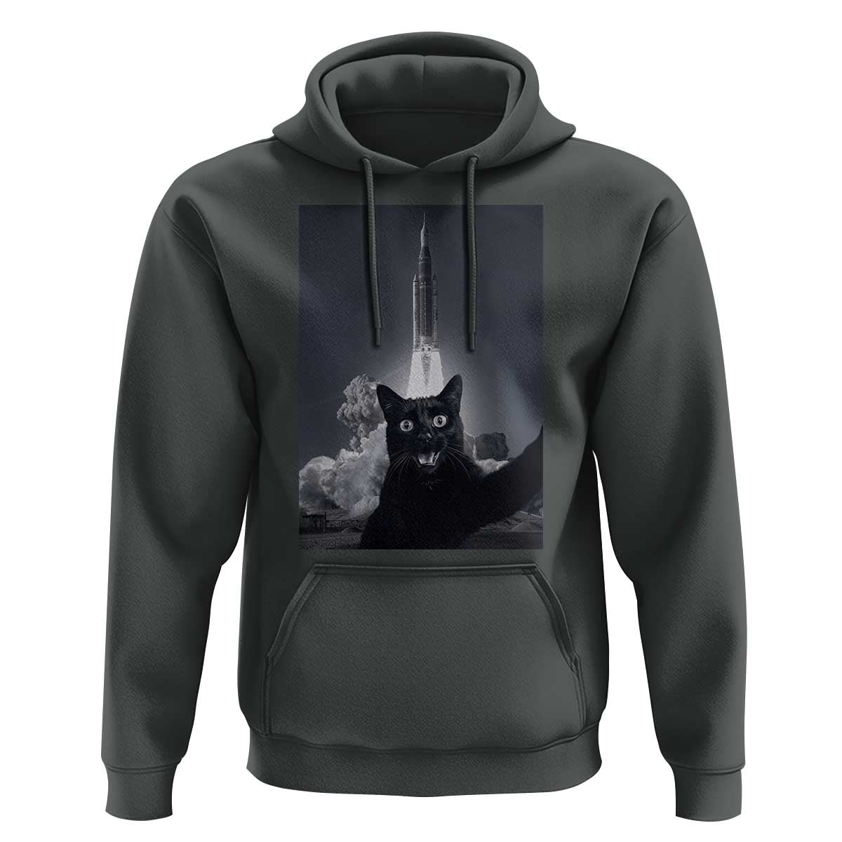 Funny Black Cat Selfie Hoodie Back To The Moon Mission 2026