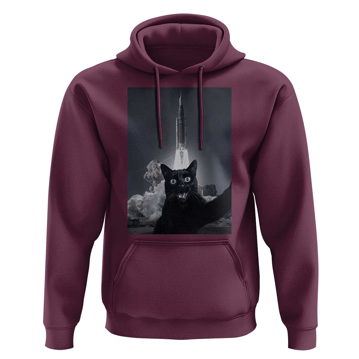 Funny Black Cat Selfie Hoodie Back To The Moon Mission 2026