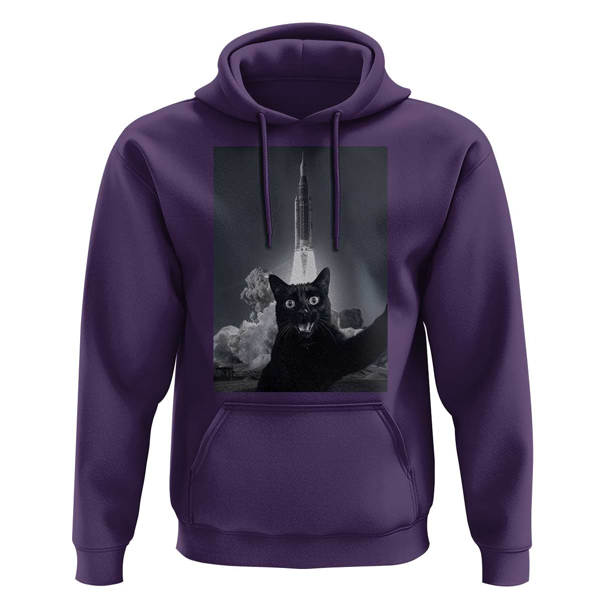 Funny Black Cat Selfie Hoodie Back To The Moon Mission 2026