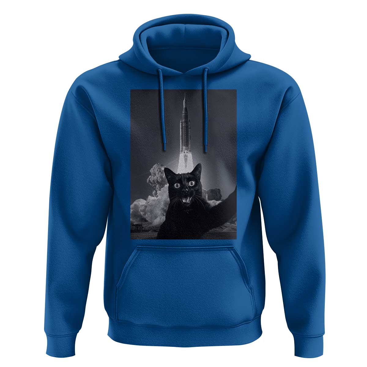 Funny Black Cat Selfie Hoodie Back To The Moon Mission 2026