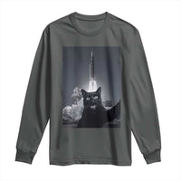Funny Black Cat Selfie Long Sleeve Shirt Back To The Moon Mission 2026