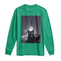 Funny Black Cat Selfie Long Sleeve Shirt Back To The Moon Mission 2026