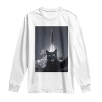 Funny Black Cat Selfie Long Sleeve Shirt Back To The Moon Mission 2026