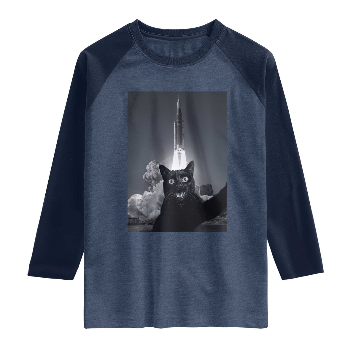Funny Black Cat Selfie Raglan Shirt Back To The Moon Mission 2026