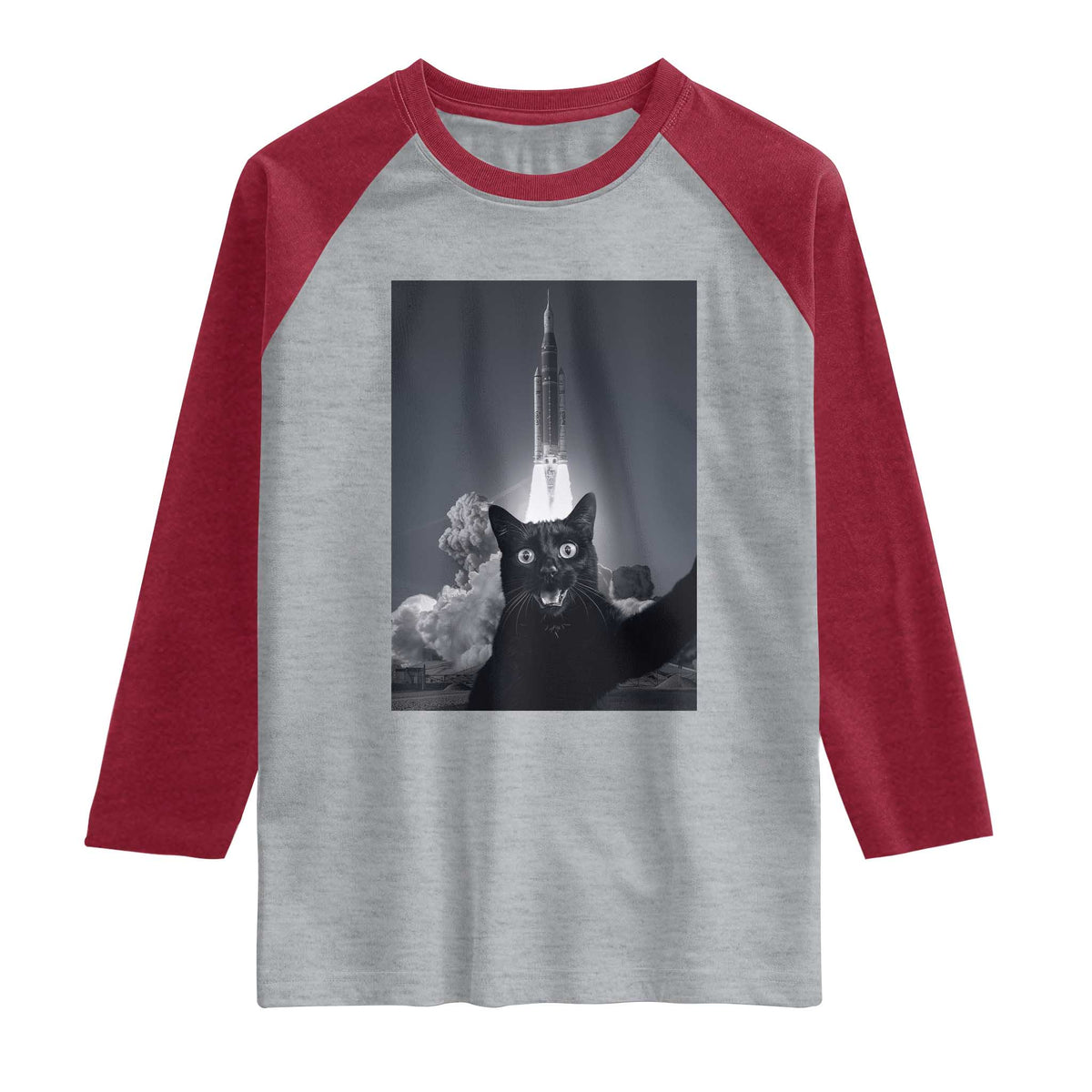 Funny Black Cat Selfie Raglan Shirt Back To The Moon Mission 2026