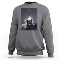 Funny Black Cat Selfie Sweatshirt Back To The Moon Mission 2026
