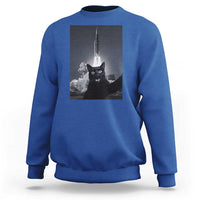 Funny Black Cat Selfie Sweatshirt Back To The Moon Mission 2026