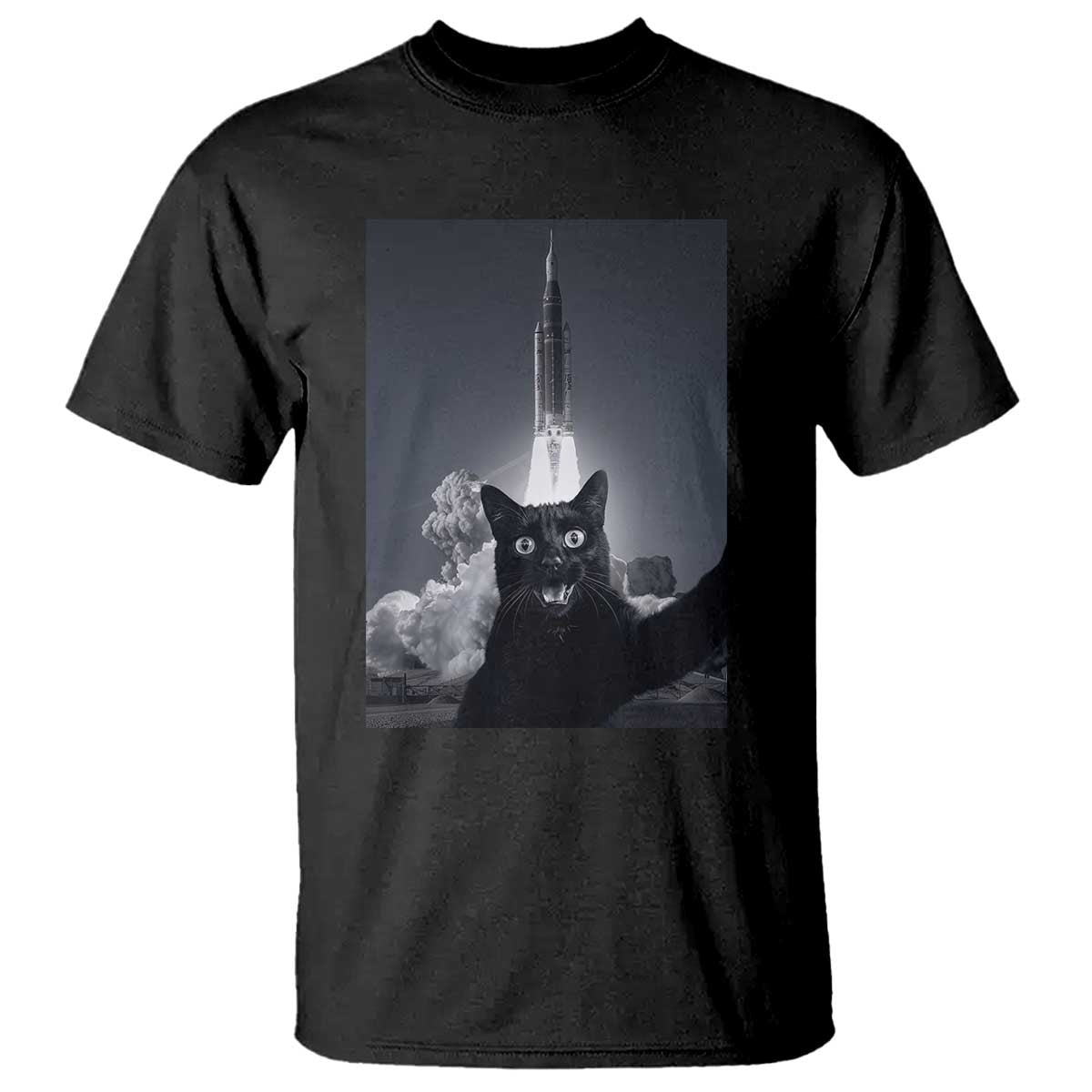 Funny Black Cat Selfie T Shirt Back To The Moon Mission 2026