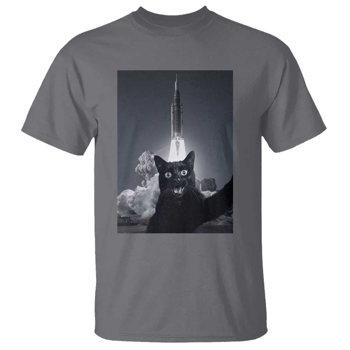 Funny Black Cat Selfie T Shirt Back To The Moon Mission 2026
