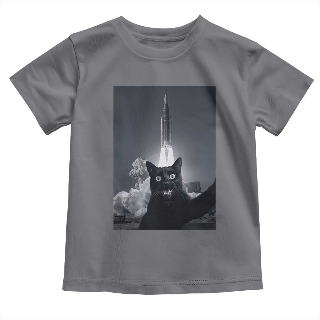 Funny Black Cat Selfie Toddler T Shirt Back To The Moon Mission 2026