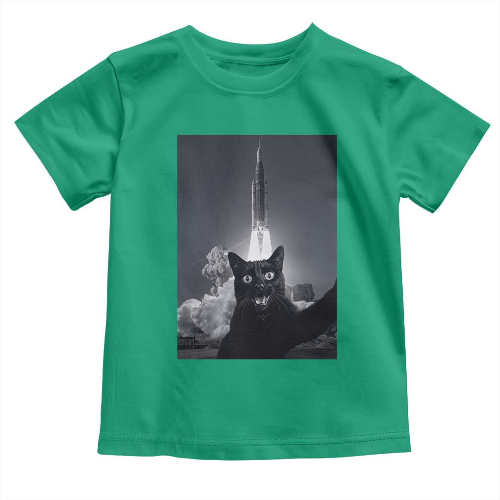 Funny Black Cat Selfie Toddler T Shirt Back To The Moon Mission 2026