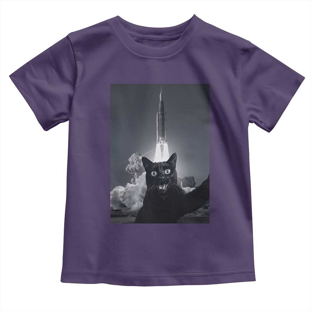 Funny Black Cat Selfie Toddler T Shirt Back To The Moon Mission 2026