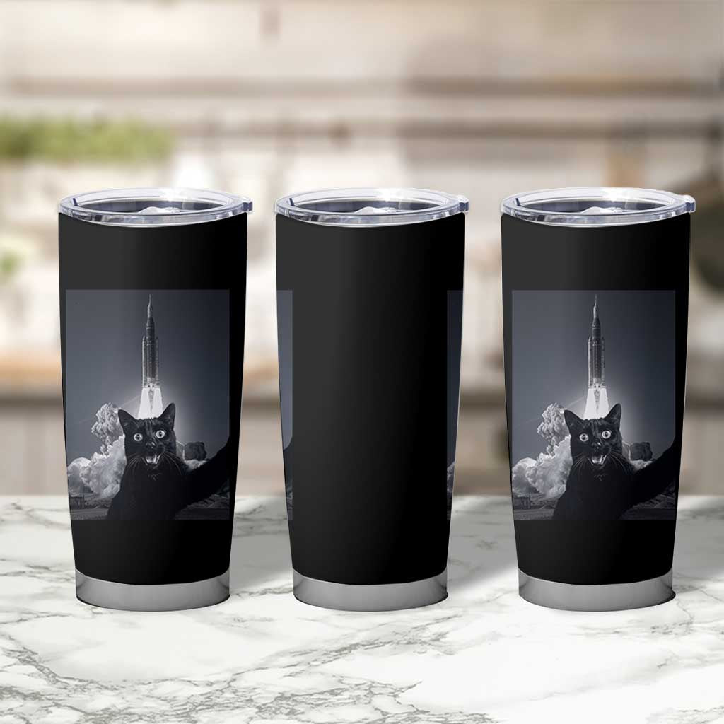 Funny Black Cat Selfie Tumbler Cup Back To The Moon Mission 2026