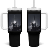 Funny Black Cat Selfie Tumbler With Handle Back To The Moon Mission 2026