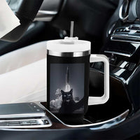 Funny Black Cat Selfie Tumbler With Handle Back To The Moon Mission 2026