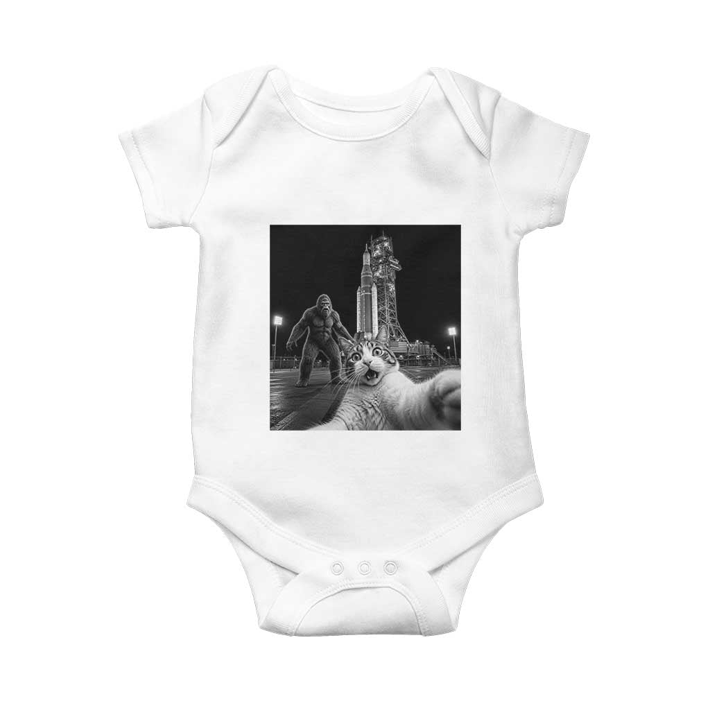 Funny Cat Selfie with Bigfoot Baby Onesie Back To The Moon Mission 2026