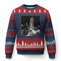 Funny Cat Selfie with Bigfoot Ugly Christmas Sweater Back To The Moon Mission 2026