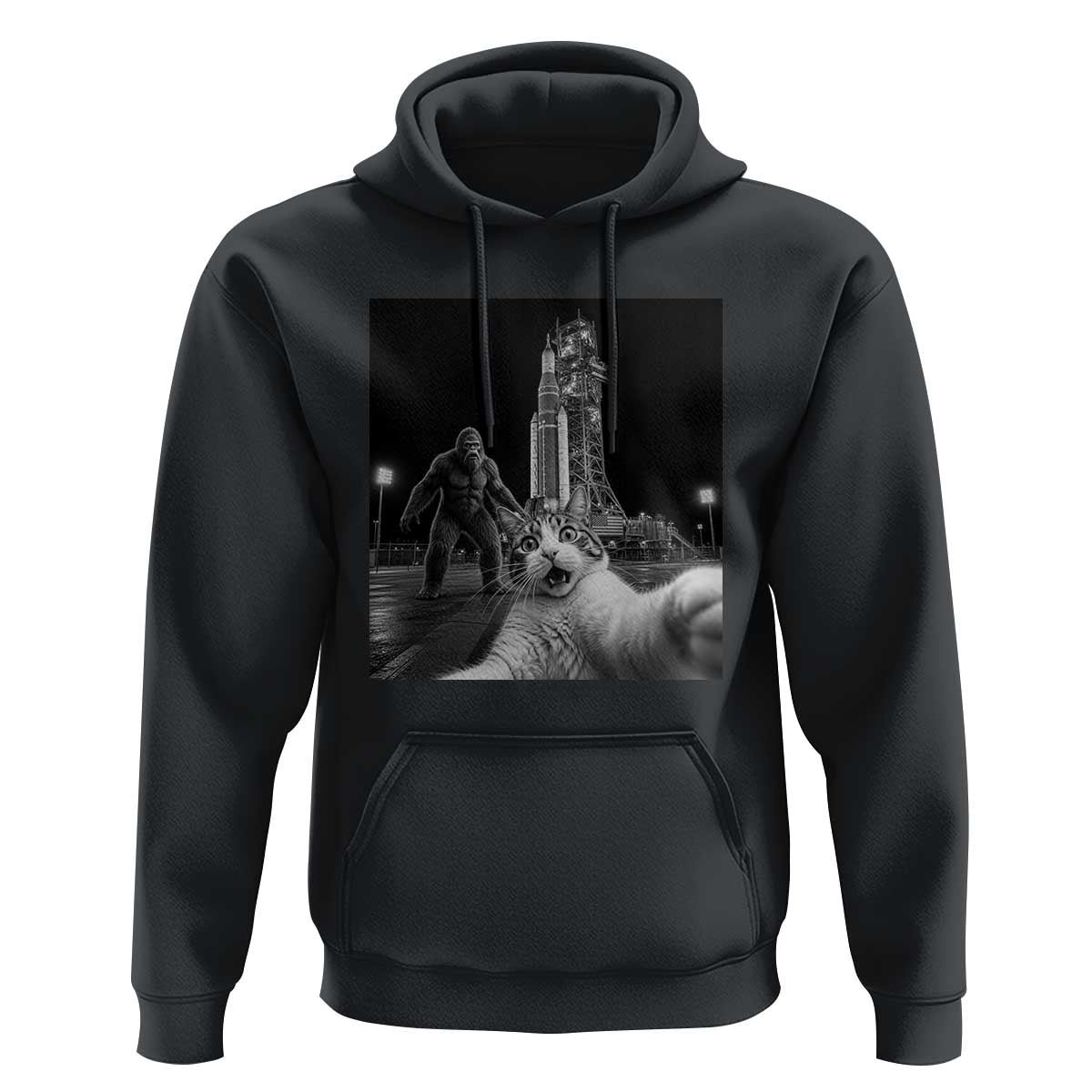 Funny Cat Selfie with Bigfoot Hoodie Back To The Moon Mission 2026