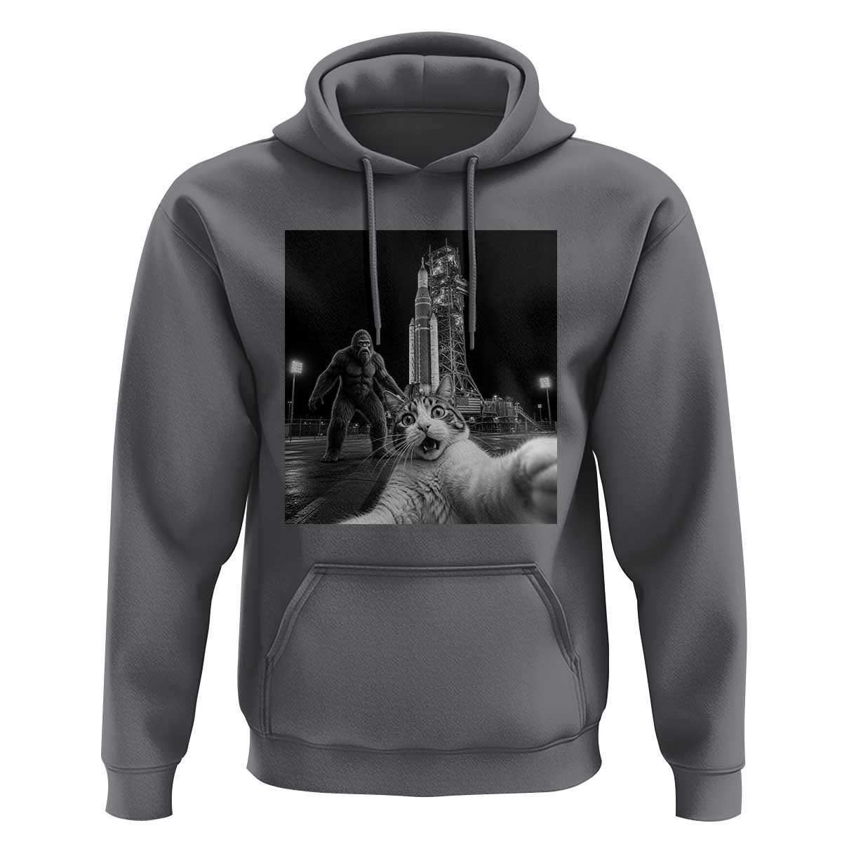 Funny Cat Selfie with Bigfoot Hoodie Back To The Moon Mission 2026