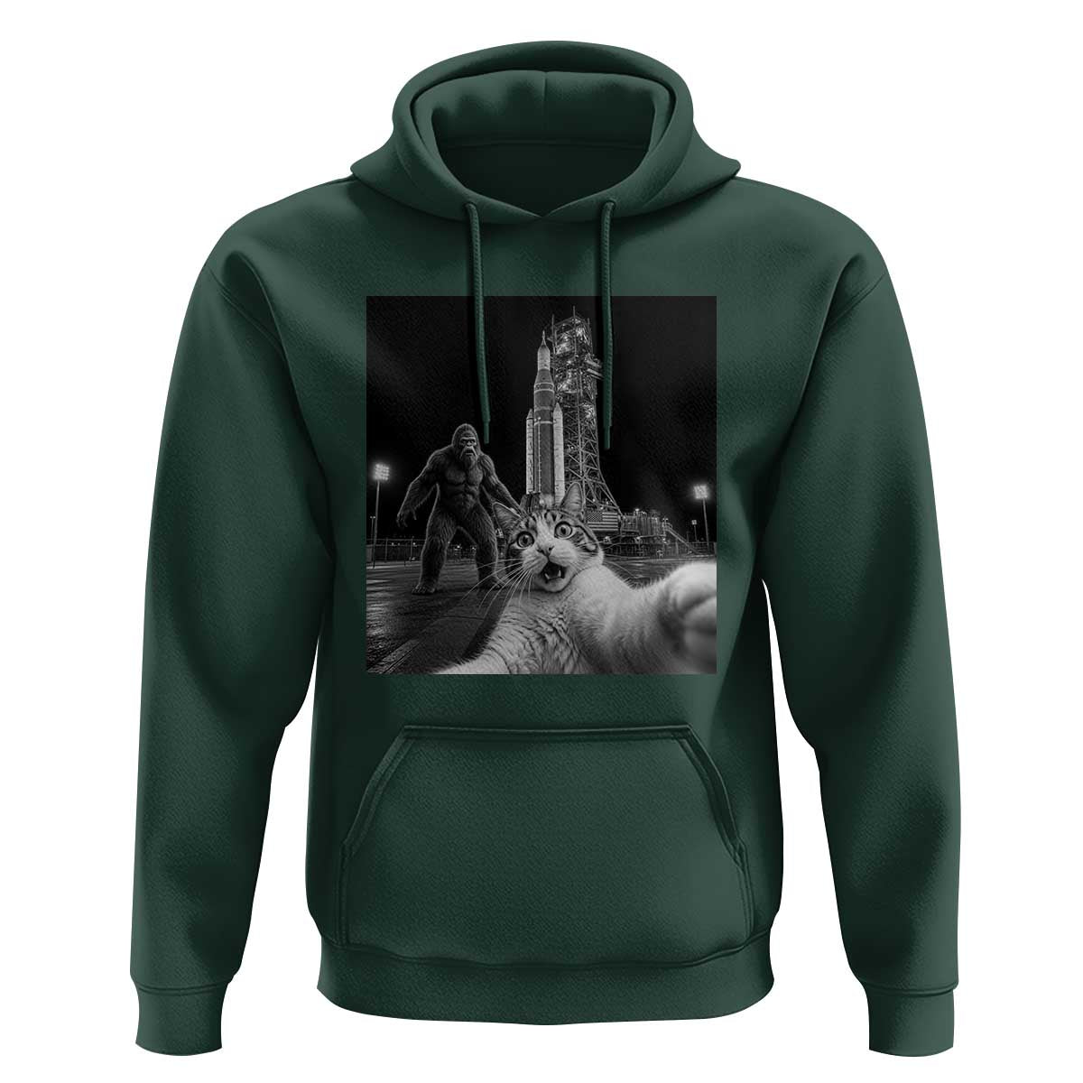 Funny Cat Selfie with Bigfoot Hoodie Back To The Moon Mission 2026