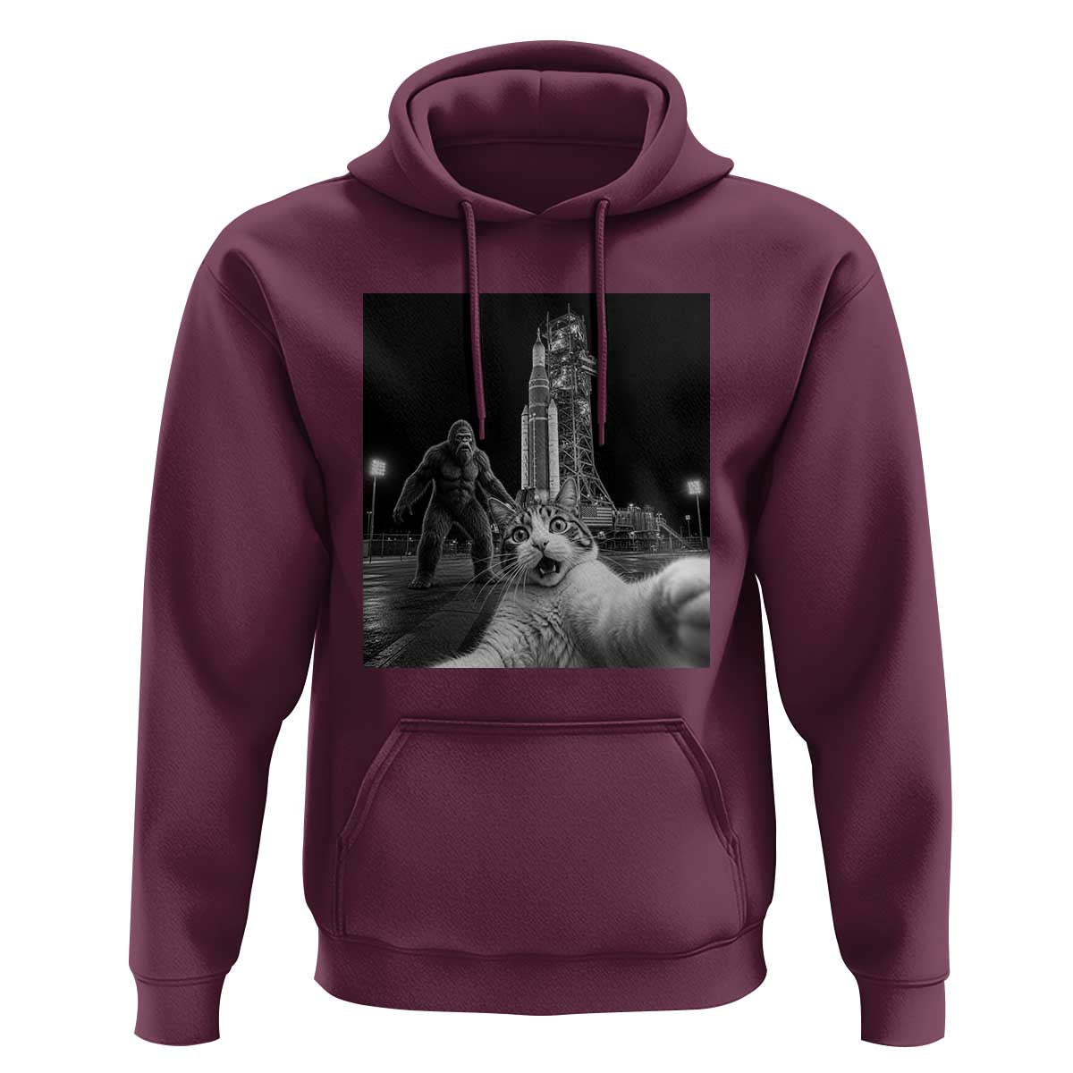 Funny Cat Selfie with Bigfoot Hoodie Back To The Moon Mission 2026