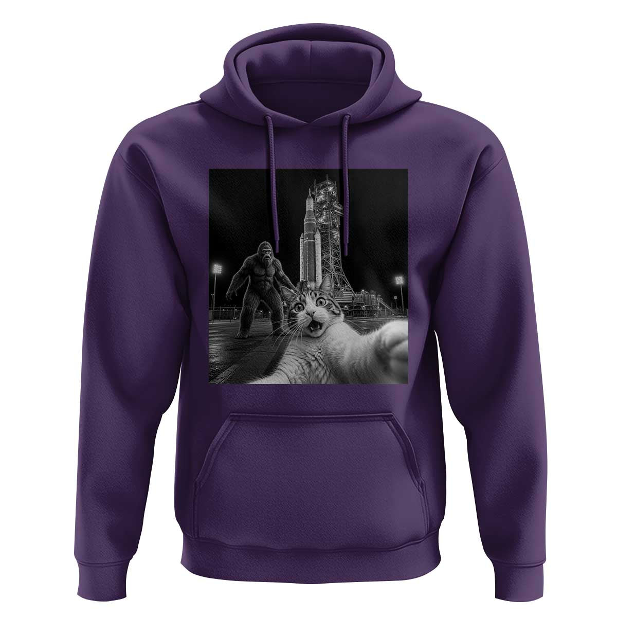 Funny Cat Selfie with Bigfoot Hoodie Back To The Moon Mission 2026