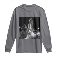 Funny Cat Selfie with Bigfoot Long Sleeve Shirt Back To The Moon Mission 2026