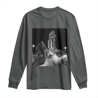 Funny Cat Selfie with Bigfoot Long Sleeve Shirt Back To The Moon Mission 2026