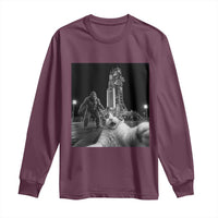 Funny Cat Selfie with Bigfoot Long Sleeve Shirt Back To The Moon Mission 2026
