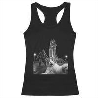 Funny Cat Selfie with Bigfoot Racerback Tank Top Back To The Moon Mission 2026