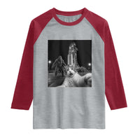 Funny Cat Selfie with Bigfoot Raglan Shirt Back To The Moon Mission 2026