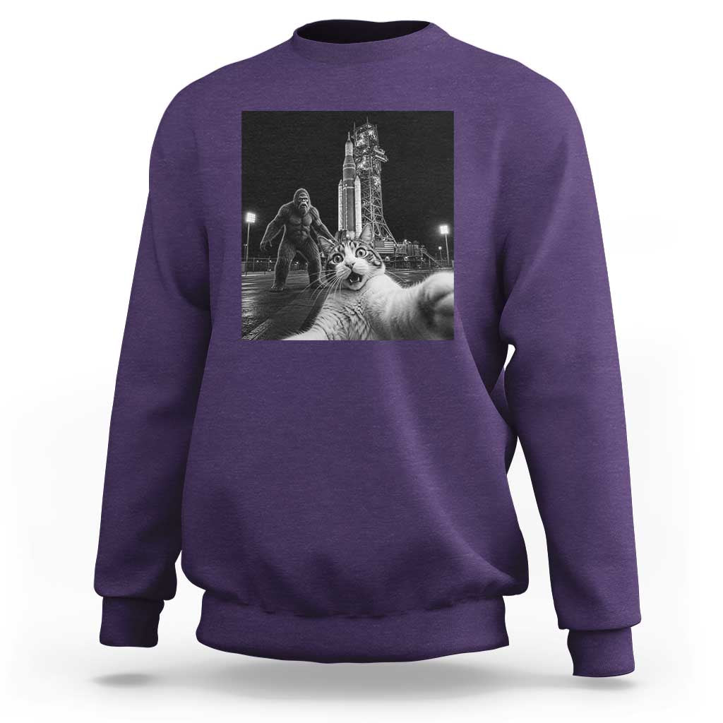 Funny Cat Selfie with Bigfoot Sweatshirt Back To The Moon Mission 2026