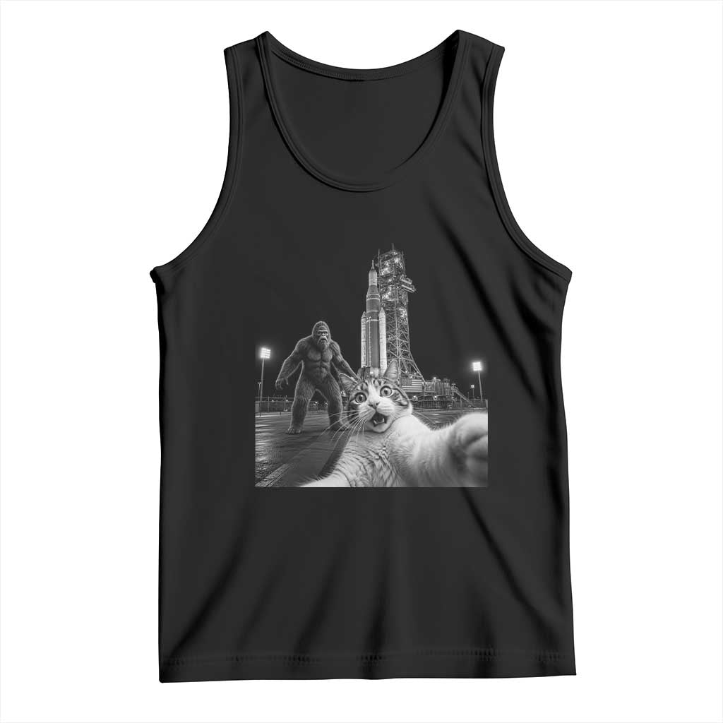 Funny Cat Selfie with Bigfoot Tank Top Back To The Moon Mission 2026