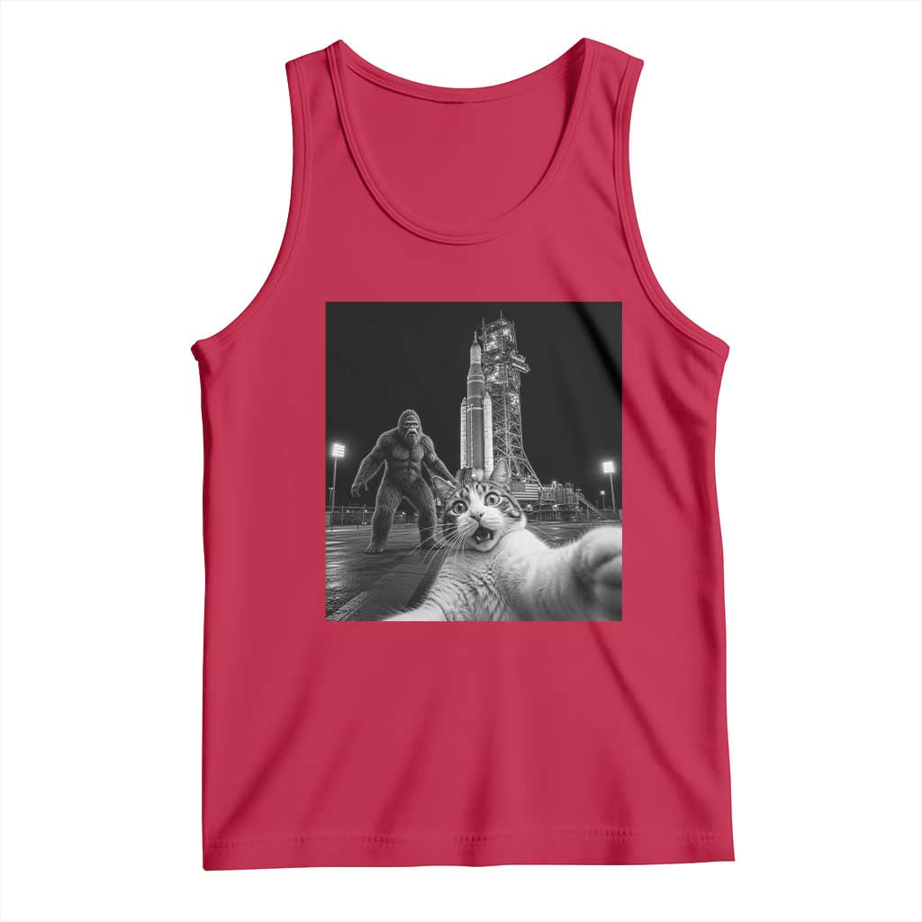 Funny Cat Selfie with Bigfoot Tank Top Back To The Moon Mission 2026