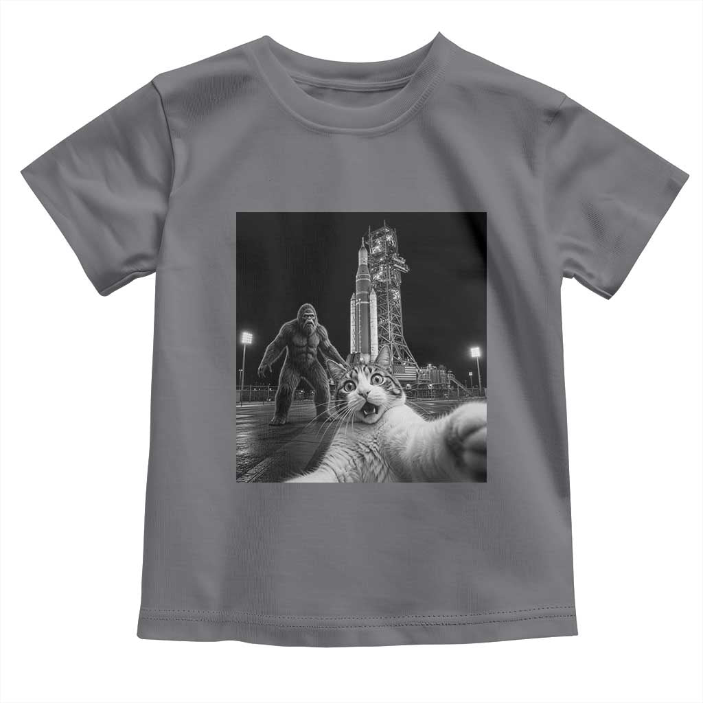 Funny Cat Selfie with Bigfoot Toddler T Shirt Back To The Moon Mission 2026