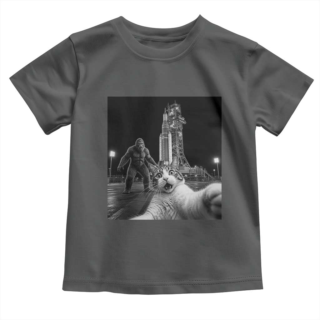 Funny Cat Selfie with Bigfoot Toddler T Shirt Back To The Moon Mission 2026