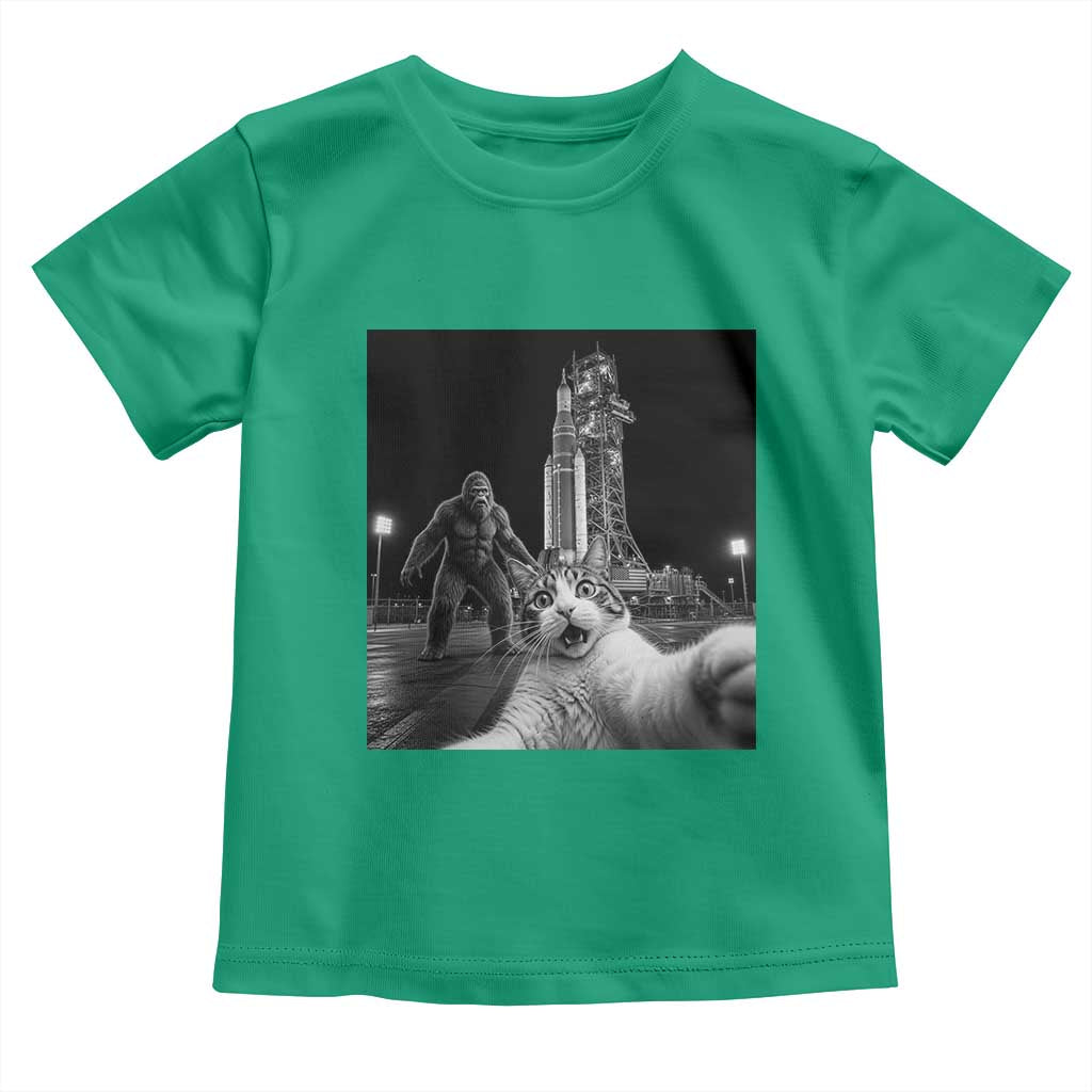 Funny Cat Selfie with Bigfoot Toddler T Shirt Back To The Moon Mission 2026