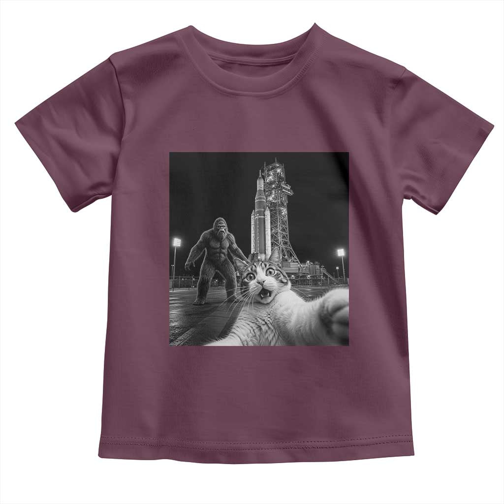 Funny Cat Selfie with Bigfoot Toddler T Shirt Back To The Moon Mission 2026