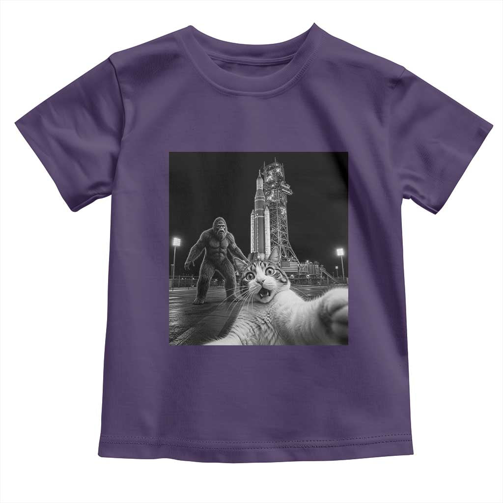Funny Cat Selfie with Bigfoot Toddler T Shirt Back To The Moon Mission 2026